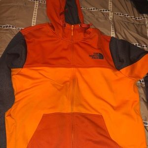 Orange North Face hoodie
